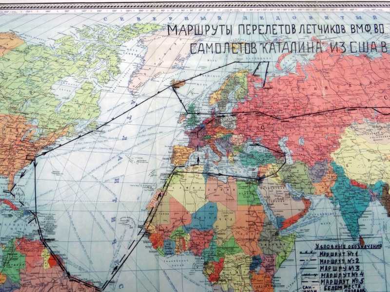Маршруты перегона ленд-лизовских самолетов Каталина из США в СССР